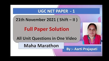 UGC NET || 21 November 2021 Paper Solution || 2nd Shift ||