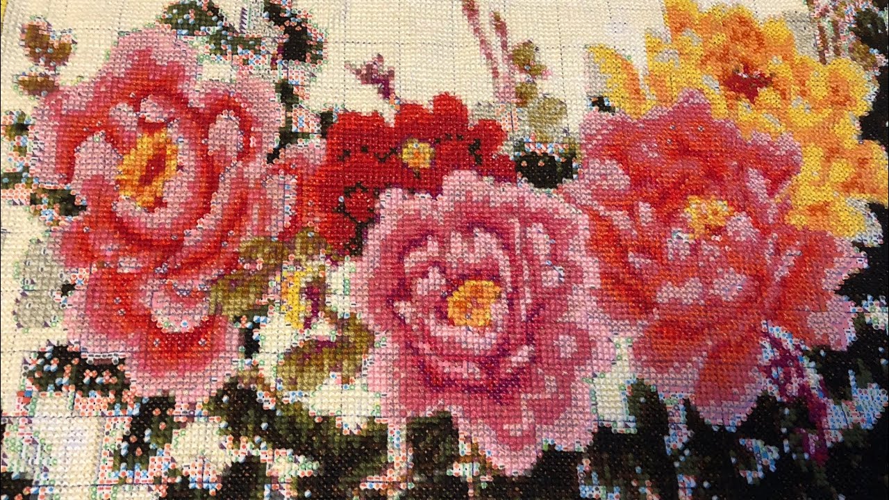 Pre-stamped Cross Stitch Update - Large Chinese Flowers One 🌺
