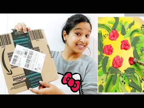 Painting on Amazon Cardboard box 😱 | Cardboard crafts | Cardboard DIY ...