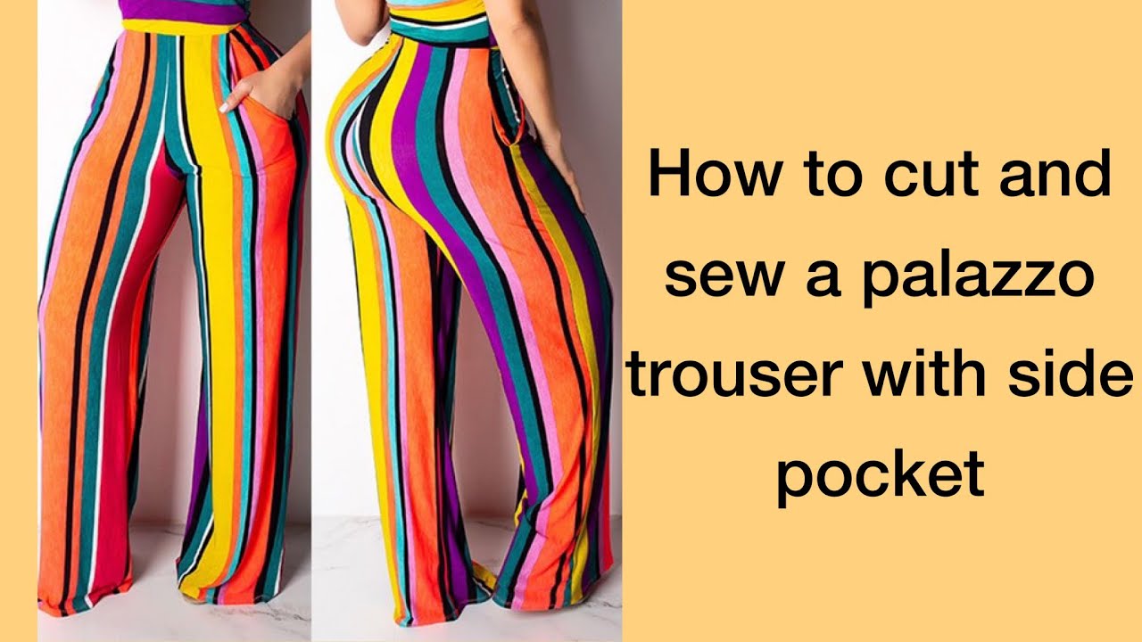 HOW TO MAKE AN ELASTIC WAIST STRAIGHT PALAZZO PANT WITH ROPE EASY WAY  [Detailed Video] #palazzo 