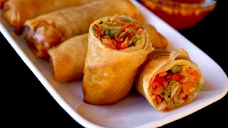 Veg Spring Rolls - Vegetables Spring Rolls with Homemade Sheets - restaurant spring rolls