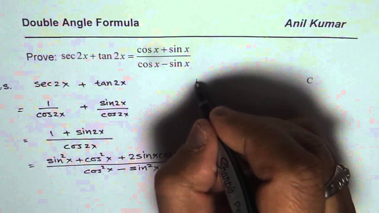 Prove Trigonometric Identity Using Double Angle Formula Youtube Prove Trigonometric Identity Using Double Angle Formula Youtube