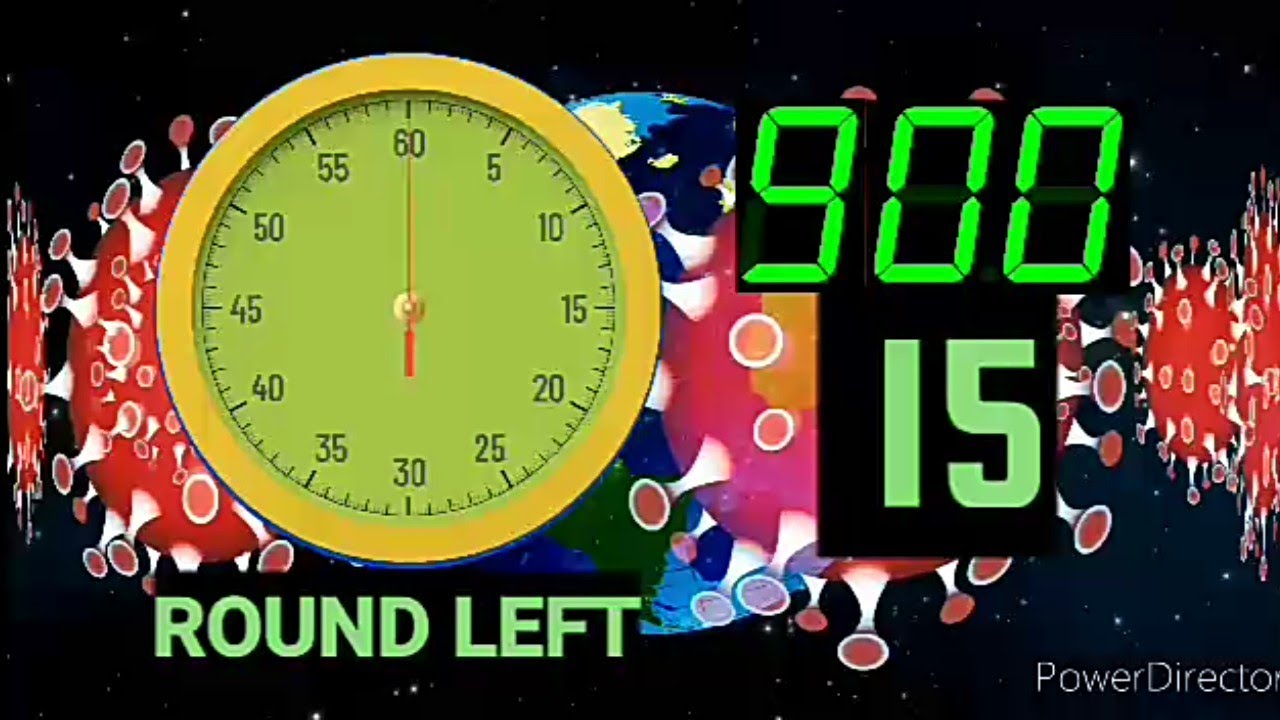 15 Minutes (900 Seconds) Countdown 15 Rounds Clock Timer (World Covid19 Motion) - Remix Game Of Life