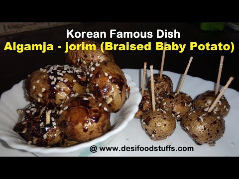 korean-famous-braised-baby-potato-algamja---jorim-recipe-|-baby-potato-lollipop-recipe-|