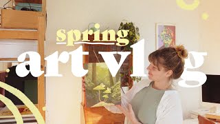making ART SLOWLY ✸ turning a sketchbook drawing into a cute traditional painting ✸ spring art vlog