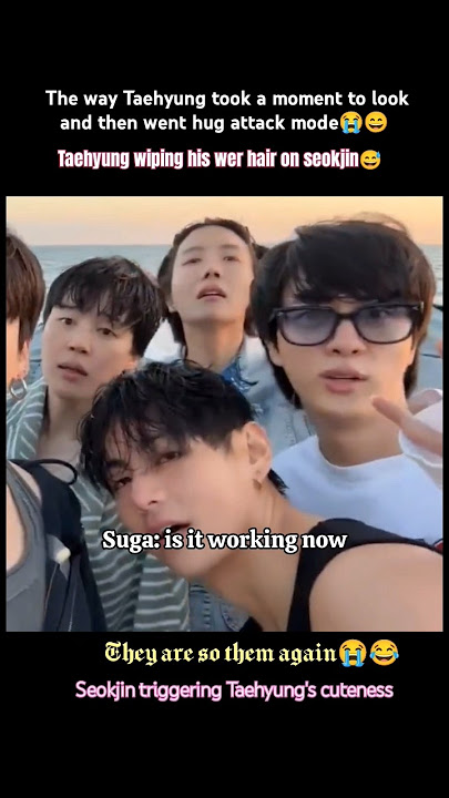 V's hug attack mode😁 Taehyung wiping his wer hair on seokjin😭🤣 #bts #v #trending #funny #shorts