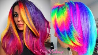 Top 10 Best Rainbow Hair Color. Colorful Hair Tutorial Transformation Compilations 2020