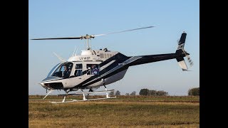 Bell 206 Jet Ranger LV-WOP, encendido, despegue y aterrizaje en Agroactiva (Armstrong) 1/6/17