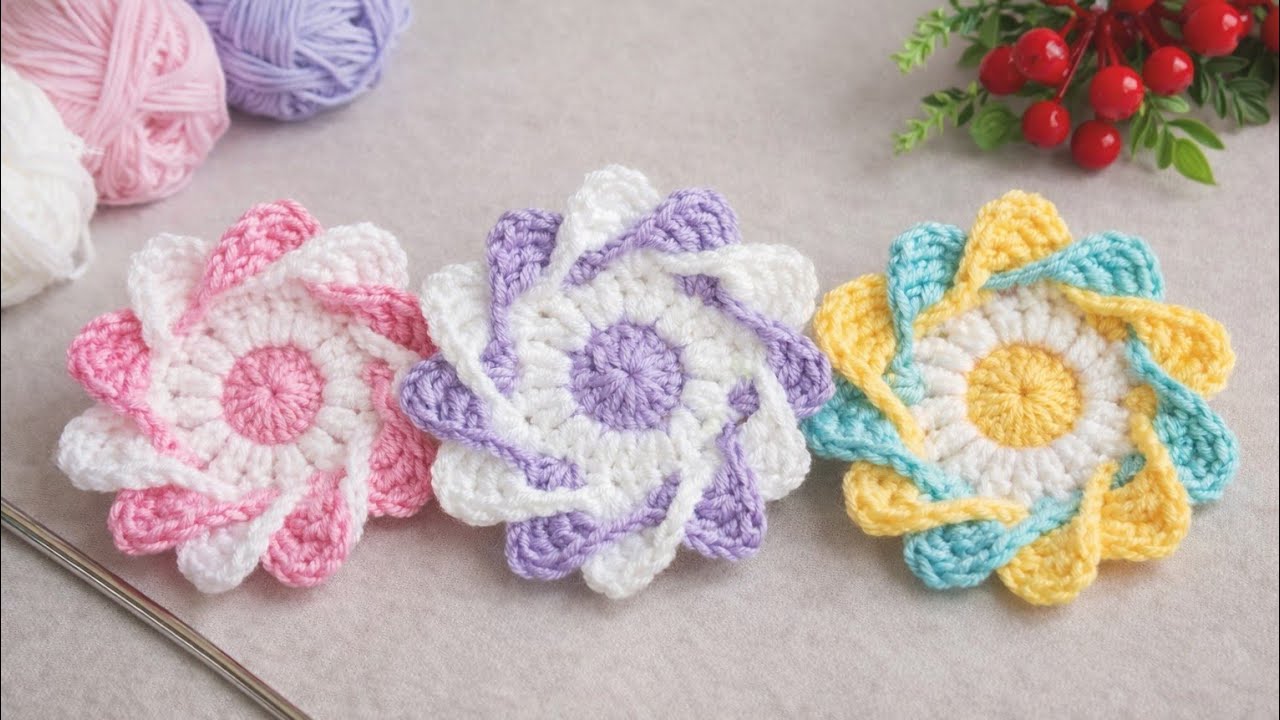 Super Easy Flower Motif Pattern 🥰 Step By Step For Beginners #crochet #knitting #diy #örgü #art