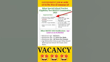 Bihar BSSTET Online Form 2023 | BSEB Bihar TET Notification 2023| BSEB Teacher Eligibility Test 2023
