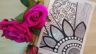 تعليم رسم زخرفة جميلة خطوة بخطوة| How to draw zentangle art step-by-step