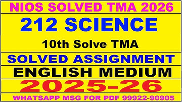 nios science 212 solved assignment 2025-26 | nios 212 tma solved 2025-26 class 10 science