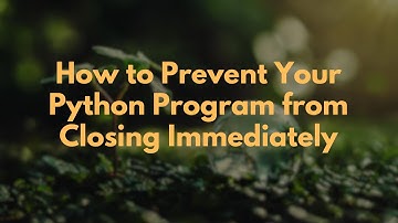 How to Prevent Your Python Program from Closing Immediately