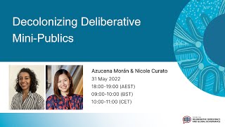 Centre Seminar Series: Decolonizing Deliberative Mini-Publics, Morán & Curato, 31 May 2022