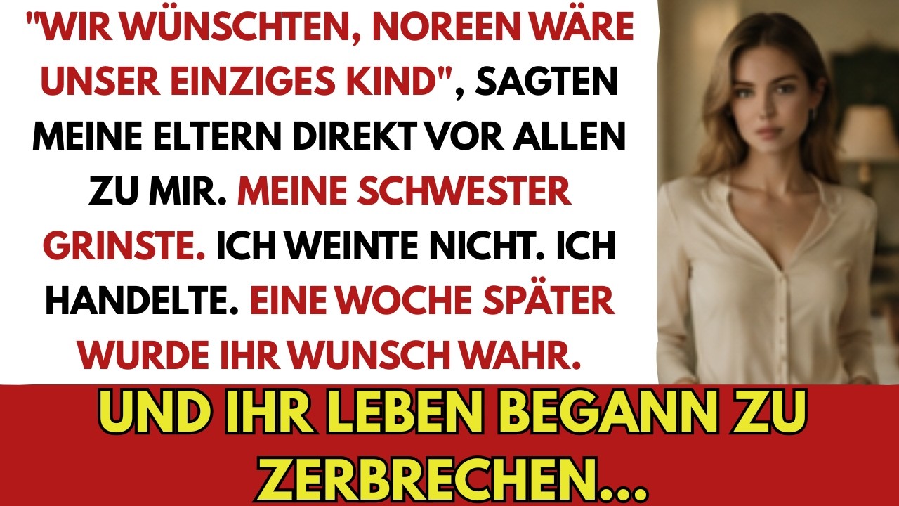 Beim 36. Hochzeitstag meiner Eltern stand mein Vater auf, erhob sein Glas und sagte vor allen Verwandten: „Wir wünschten, Nora wäre unser einziges Kind.“ Meine Schwester grinste, meine Mutter...