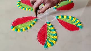 Simple Rangoli Designs | Easy Rangoli Muggulu | Rangoli with Colours | Festival Rangoli Designs