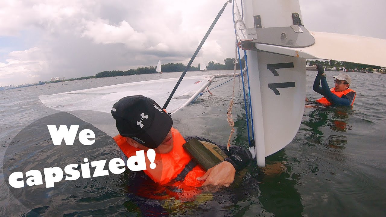 We capsized in the middle of sea! ft JY Laser sailboat Singapore