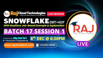 Snowflake+DBT+ADF  Session-1 Batch- 17| By SaiSri  From Raj Cloud Technologies #snowflake  #DBT #ADF
