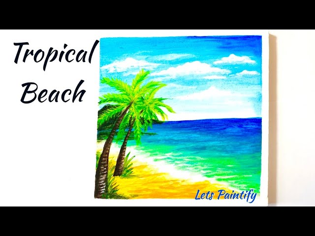 Easy Way to Paint a Beach Scene / Acrylic Painting for Beginners 