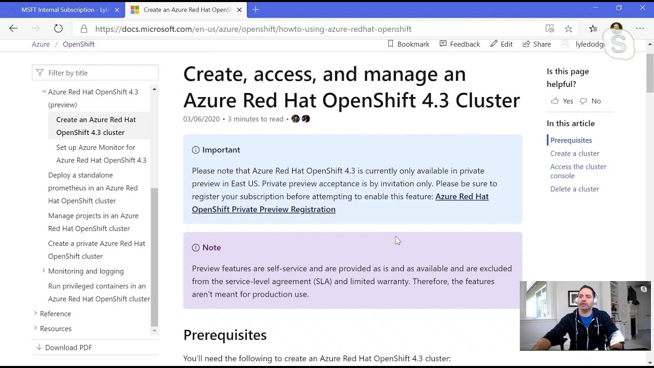 Azure Red Hat OpenShift 4.3 - Initial Deployment - YouTube