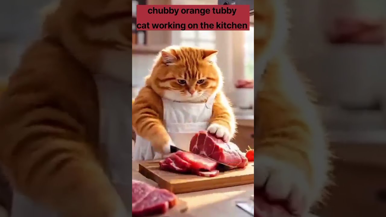 Chubby Orange Cat Becomes A Master Chef FunnyCat ChubbyCat CatChef