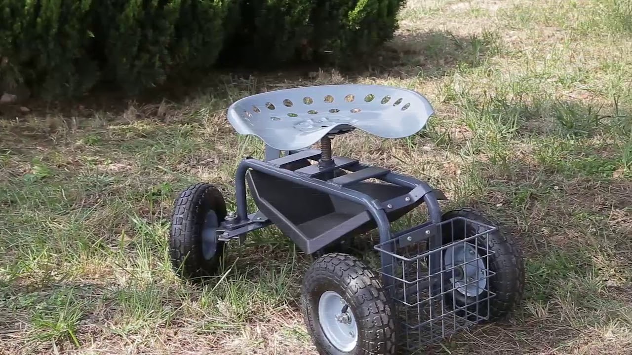 Show You Garden Rolling Work Seat Cart With Four Wheels Garden