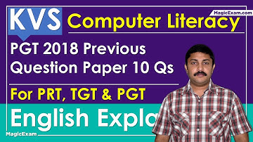 KVS PGT 2018 Previous Paper Computer Literacy 10 Questions For PRT TGT PGT - English Explanation