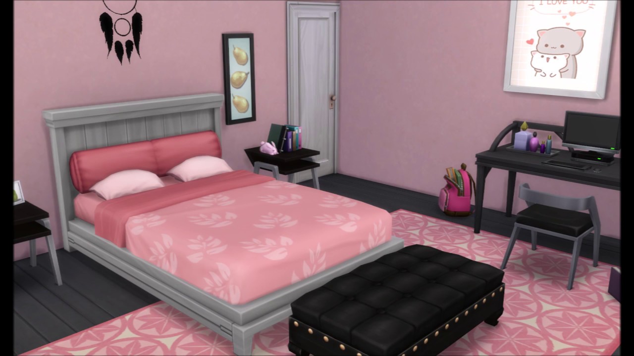 Pink And Black Teen Bedroom Sims 4 Speed Build Youtube
