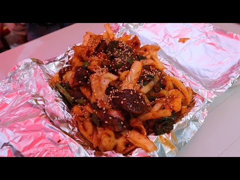 일주일에 한번! 아파트 장터 가성비 좋은 순대 곱창 볶음, Stir-fried Sundae giblets/ korean street food