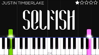 Justin Timberlake - Selfish | EASY Piano Tutorial