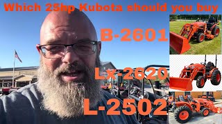 25 hp tractor comparison part 3 Kubota tractor models, B01, LX, L02 ￼