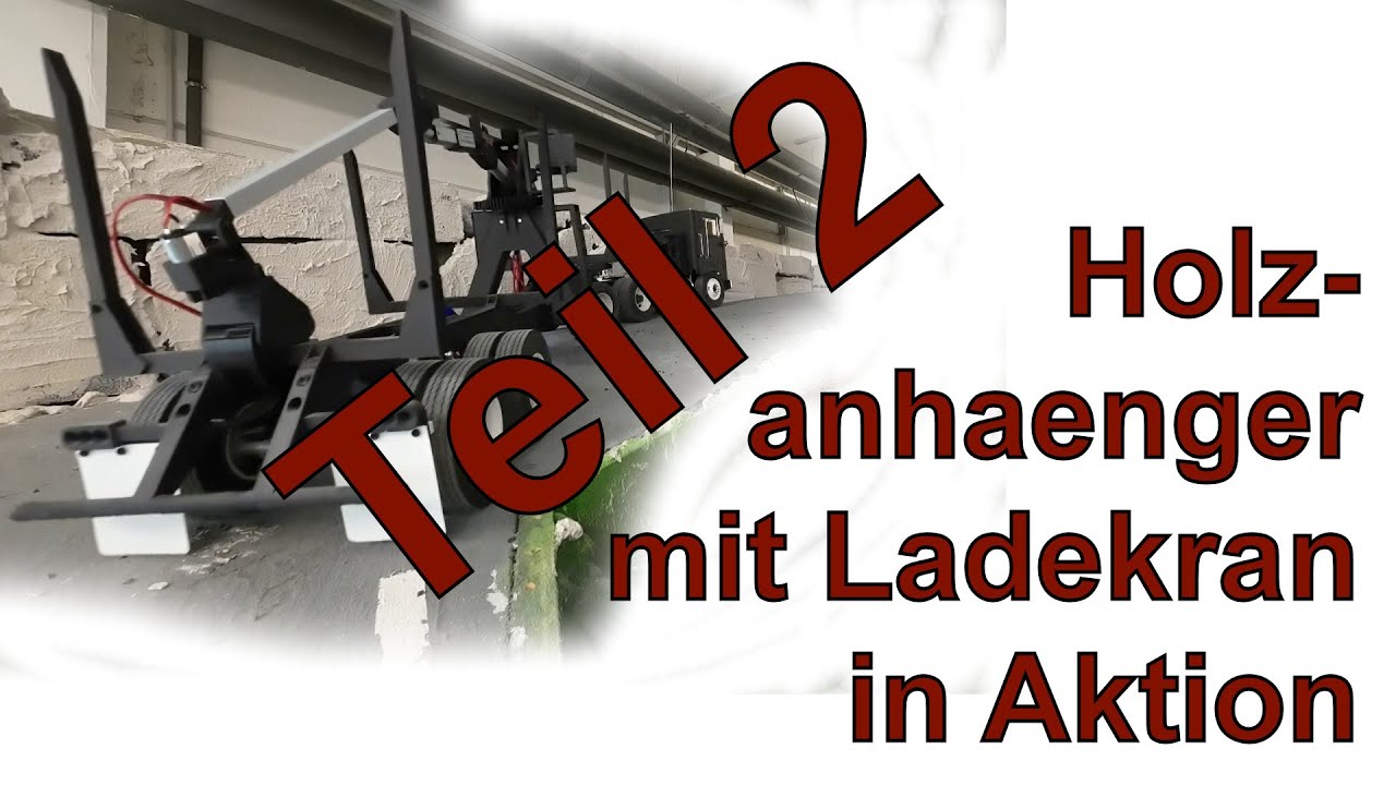 Holzanhänger mit Ladekran in Aktion - Teil 2