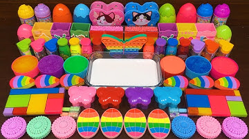 Satisfying RAINBOW Slime Video #22!! Mixing Random Things into GLOSSY Slime