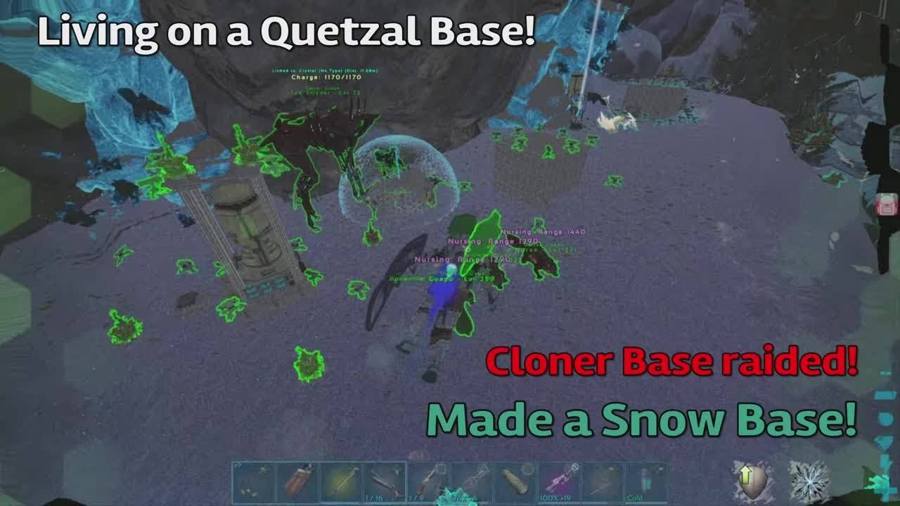 Snow Base Ark Tutorial Living on a Quetz! Cloner Base raided! Making a Snow Base! |ARK ...