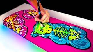 Painting GUMMY BEAR SKATEBOARD ART with resin and acrylics