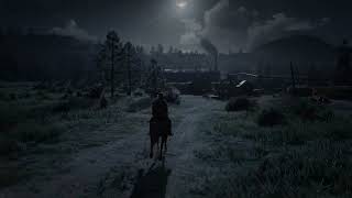 4K Relaxing Realistic Horse Riding at Night | RDR2 ambience and sounds