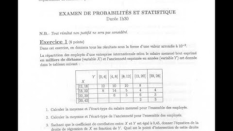 correction examen FST 31 mai 2018 (partie 1/3): Exercice1 (statistique à 2 variables)