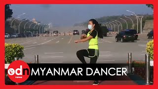 It's Behind You! Dancer Performs Exercise Routine During Myanmar Military Coup