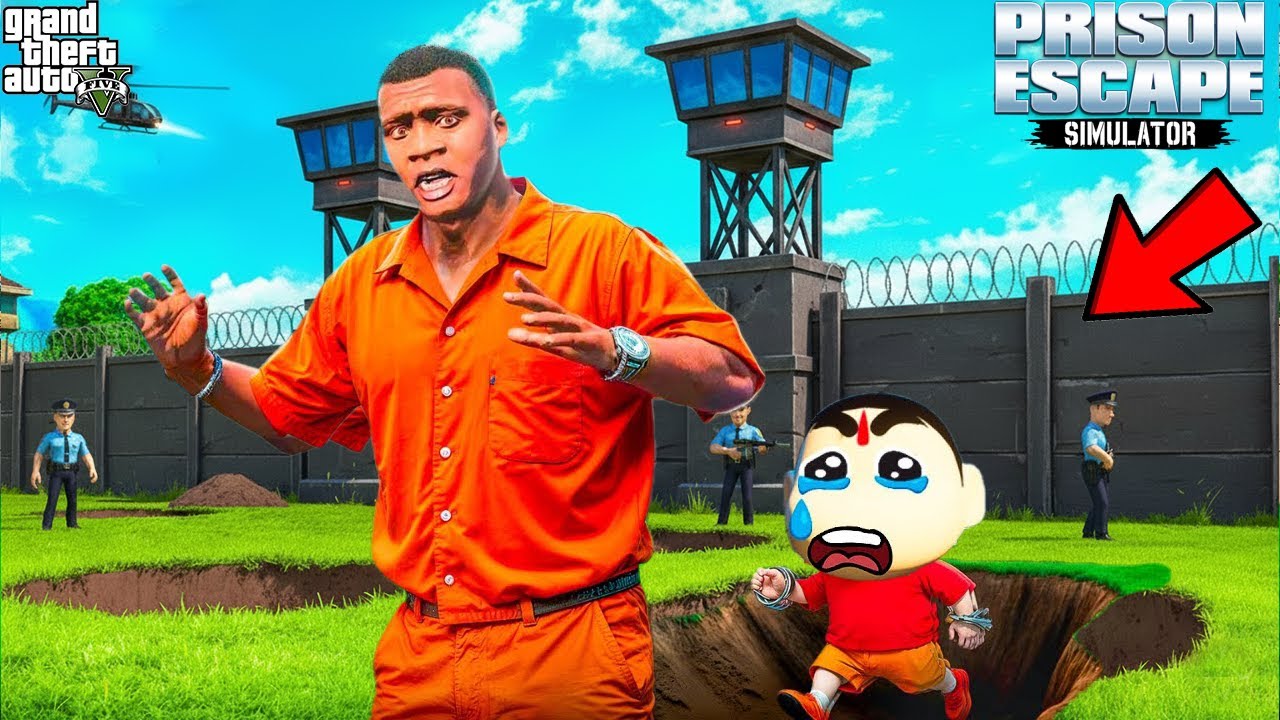 GTA V : Franklin & Shinchan Got Arrested in Biggest Prison – Trying To Escape Prison ! in GTA 5
