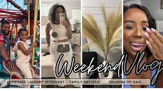 Weekend Vlog • homemade laundry detergent • family day • coloring my hair