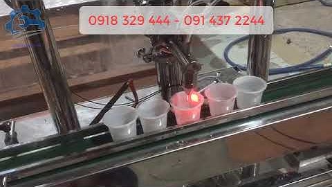 Máy chiết rót, máy chiết rót 1 vòi gia nhiệt có băng tải tự động, máy chiết mỹ phẩm có băng tải