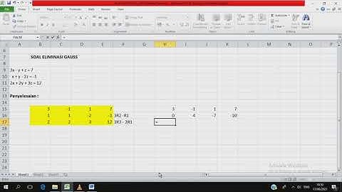 Contoh Soal Eliminasi Gauss menggunakan Microsoft Excel