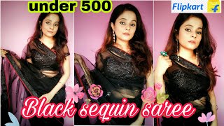 Flipkart saree review | sequinned saree under 500 | designer  net saree