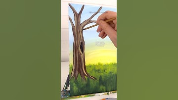 [clip] How to paint a tree! 🌳 #easypainting #tutorials #beginner #howto #tipsandtricks