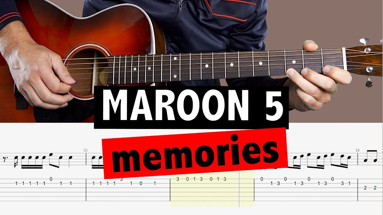 Maroon 5   Memories  Guitar Tutorial  TAB  BACKING TRACK MELODY