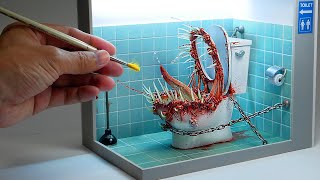 How to make The Scariest Toilet in the bathroom diorama by JackJack Creator 3,266,420 views 1 year ago 9 minutes