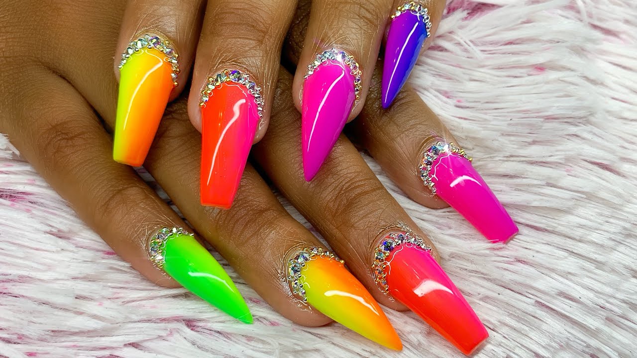 Nailtorial: Bright, Vertical Ombré with Swarovski Crystal “Cuticle ...