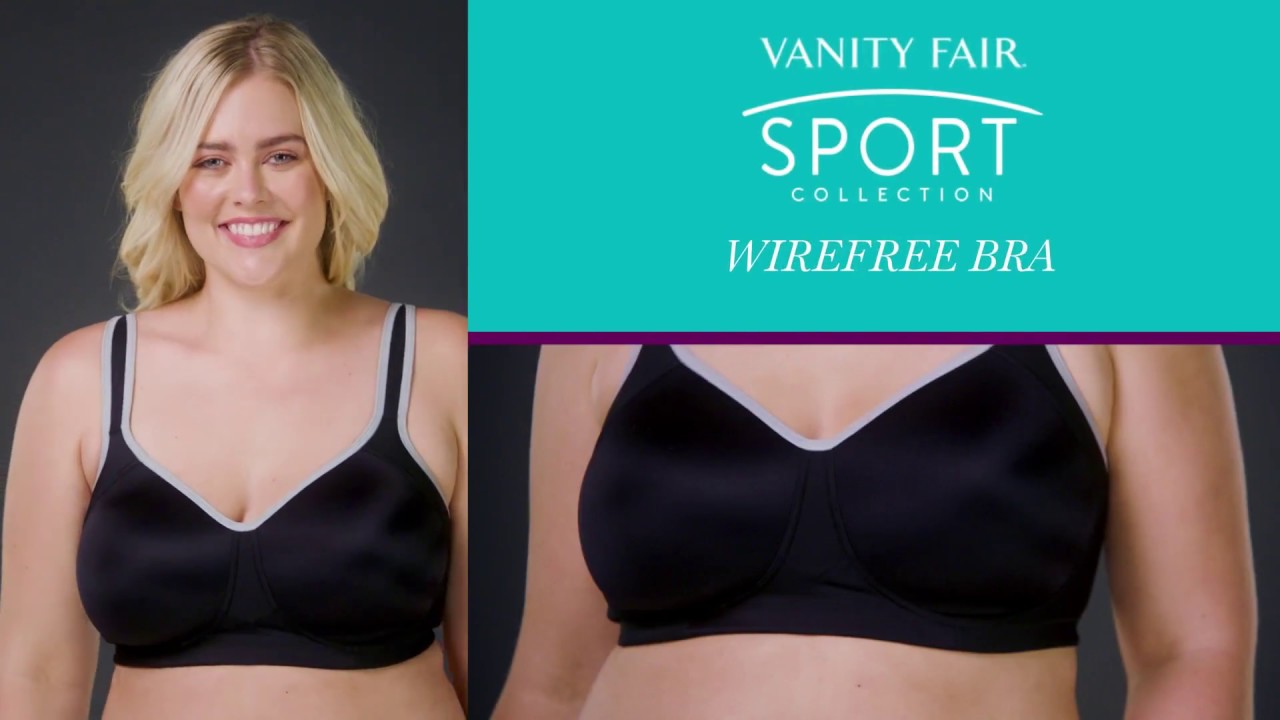 Vanity Fair 44C Sport Full Figure Wirefree Bra 71500 Black Multi-way Strap  NWT