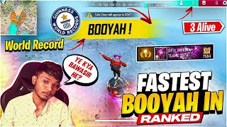 WORLD RECORD🏆 FASTEST BOOYAH (ONLY 3 ALIVE)🤯 IN BR RANKED - GARENA FREEFIRE