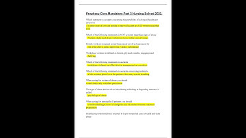 Prophecy  Core Mandatory Part III Nursing; Answered Winter 2022 pdf